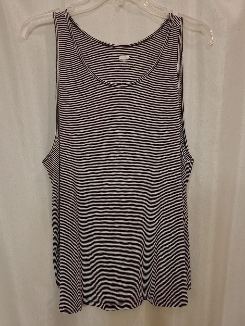 Old Navy Black and White Striped Scoop Neck Tank Top